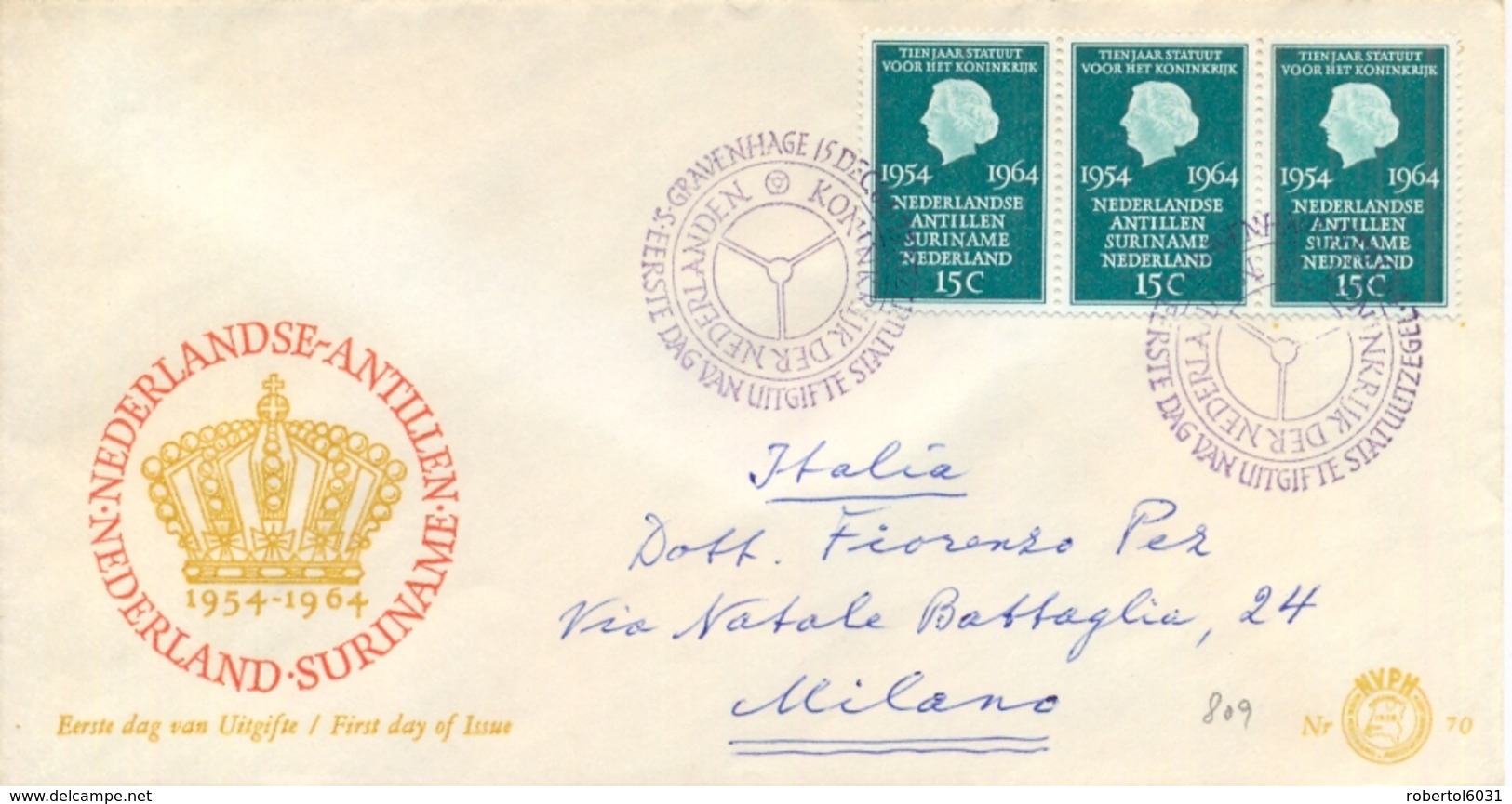 Netherlands 1964 FDC 10th Anniversary Of The Joint Constitution With Suriname And Netherlands Antilles - Altri & Non Classificati