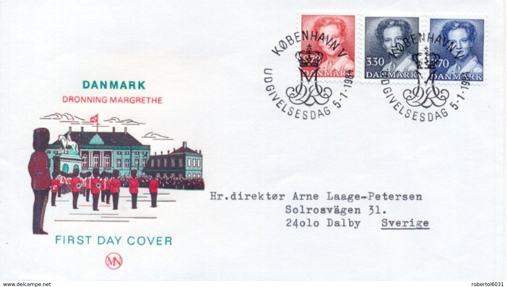 Denmark 1984 FDC Queen Margrethe II 2,70 Kr + 3,30 Kr. + 3,70 Kr. - Case Reali