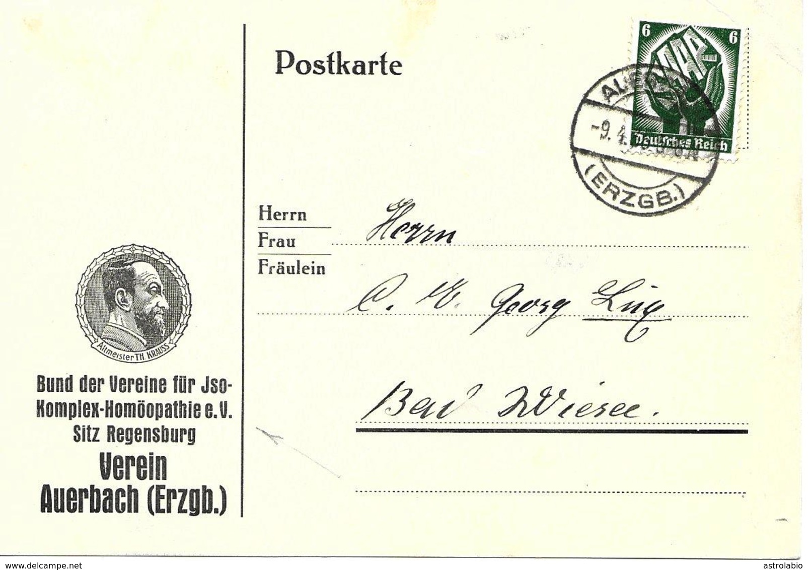 Publicite De Auerbach (Erzgb.) 1935 Sur Carte Postal - Briefe U. Dokumente
