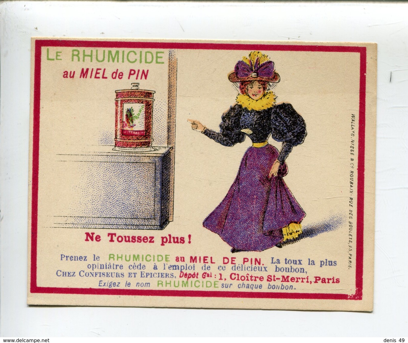 Calendrier 1896 Publicité Bonbons Miel - Petit Format : ...-1900
