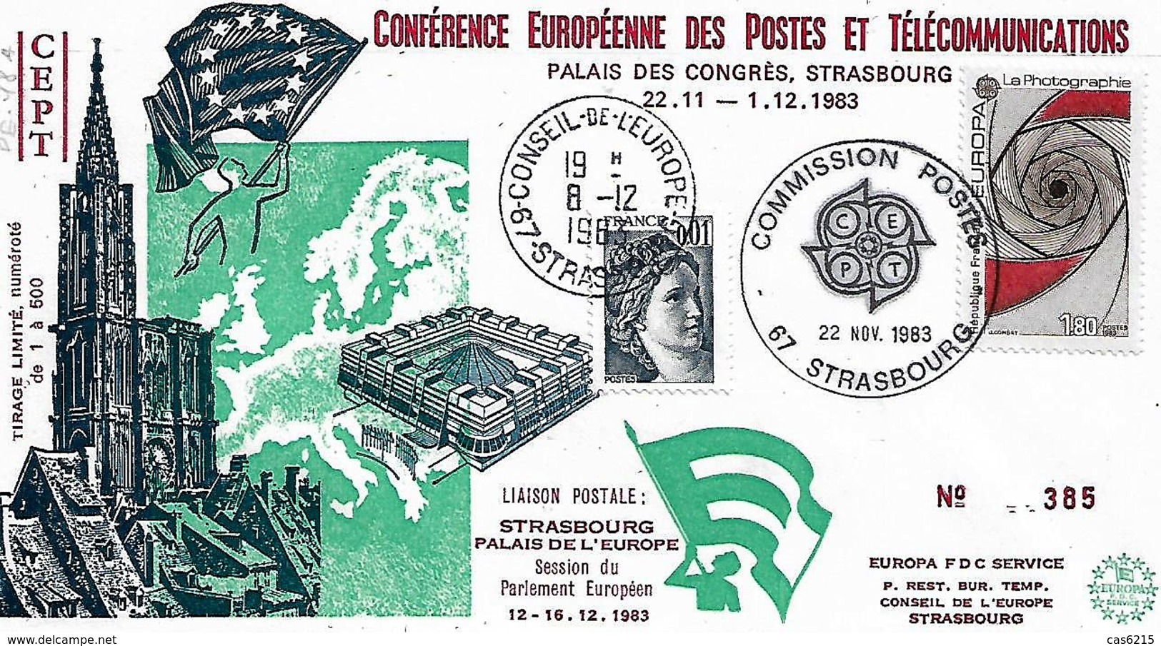 France Conseil De L'Europe1983 Conférence Européenne Des Postes Et Télécommunications CEPT,  1 Enveloppe - Cartas & Documentos