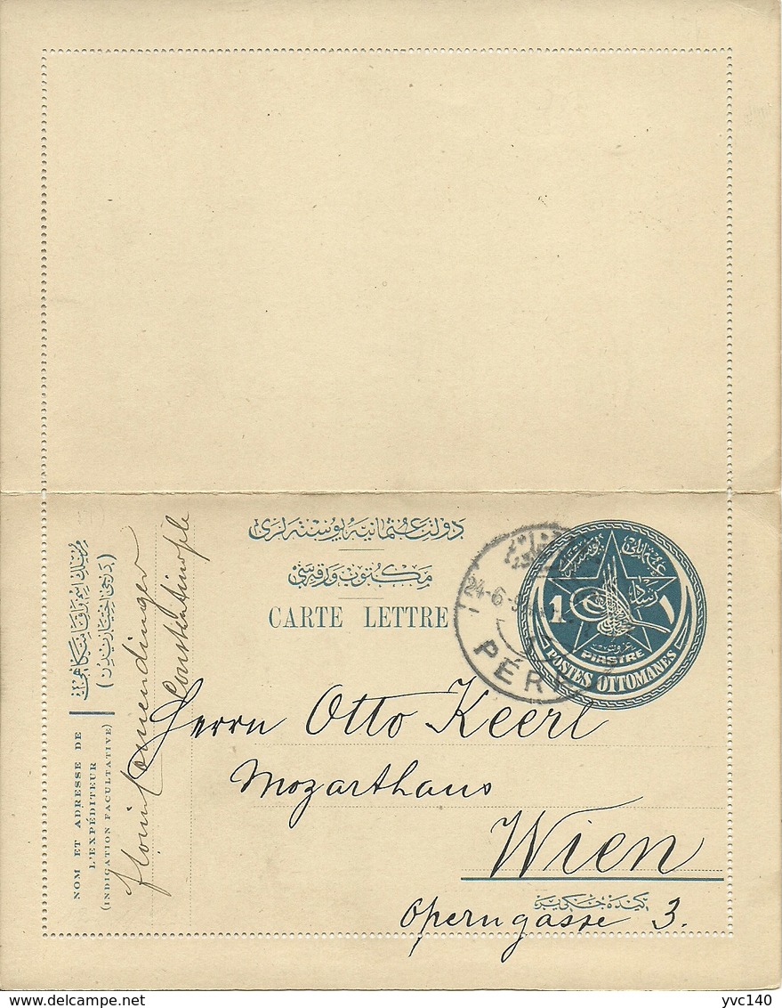 Turkey; Ottoman Postal Stationery Sent From Istanbul To Vienna - Lettres & Documents