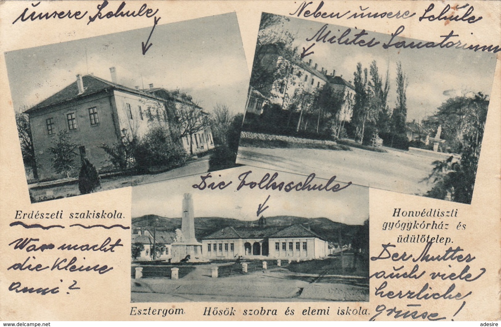 ESZTERGOM (Ungarn) - Mehrbilderkarte Gel.1908?, 2 Fach Frankiert - Ungarn