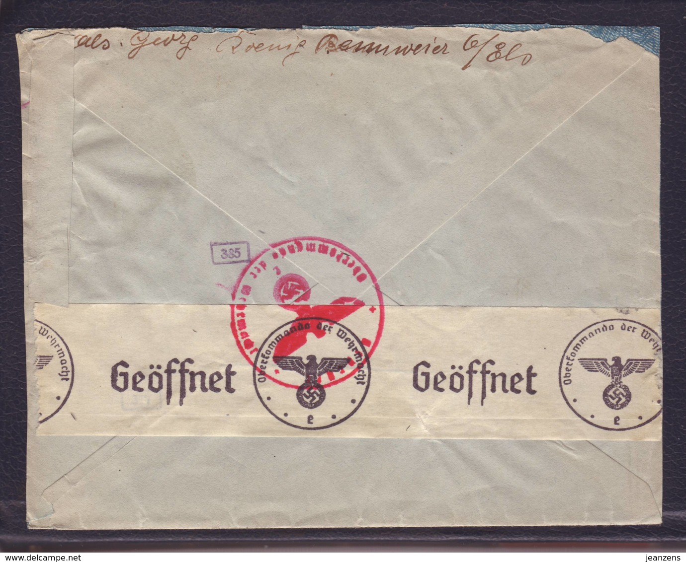 Lettre De Bennweier (Alsace) 26.04.1941 Aff Hindenburg Surch. Elsass Pour Berne - Zensur/censored/Censure E Francfort/. - Guerre De 1939-45