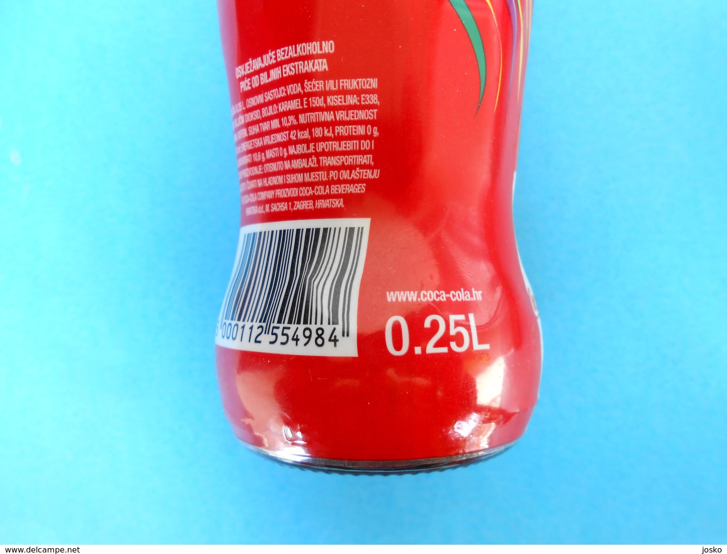 CROATIAN ISSUE ... SIDE OF OPTIMISM No.2 ... Coca-Cola FULL Wrapped Glass Bottle 0.25l  RRRR - Botellas