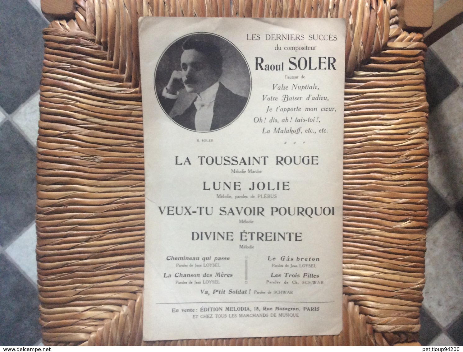 LA TOUSSAINT ROUGE *Raoul Soler  CHANSON-MARCHE - Partitions Musicales Anciennes