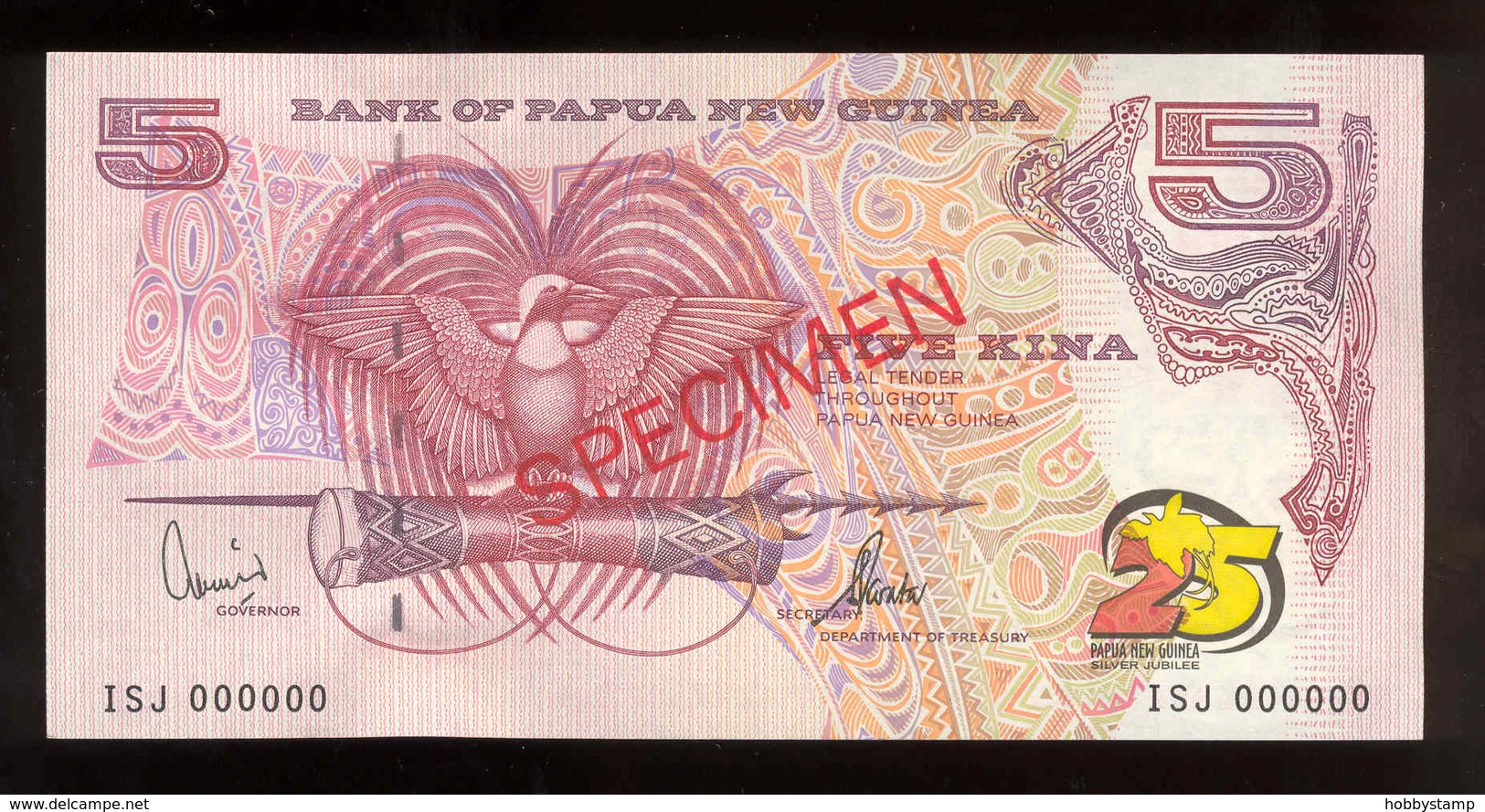 Papua New Guinea 2000 5 Kina Specimen Silver Jubilee AUNC-UNC - Papua-Neuguinea