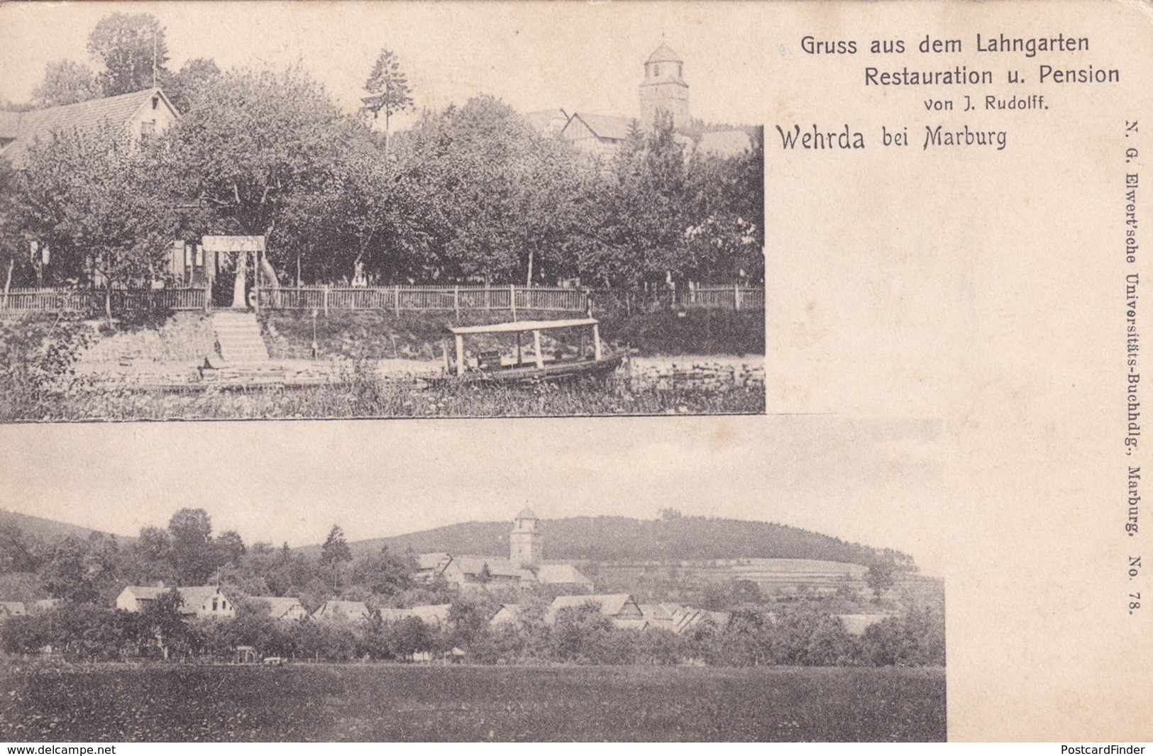 Marburg Wehrda Bei Lahngarten Restauration U Pension Gross German Postcard - Other & Unclassified