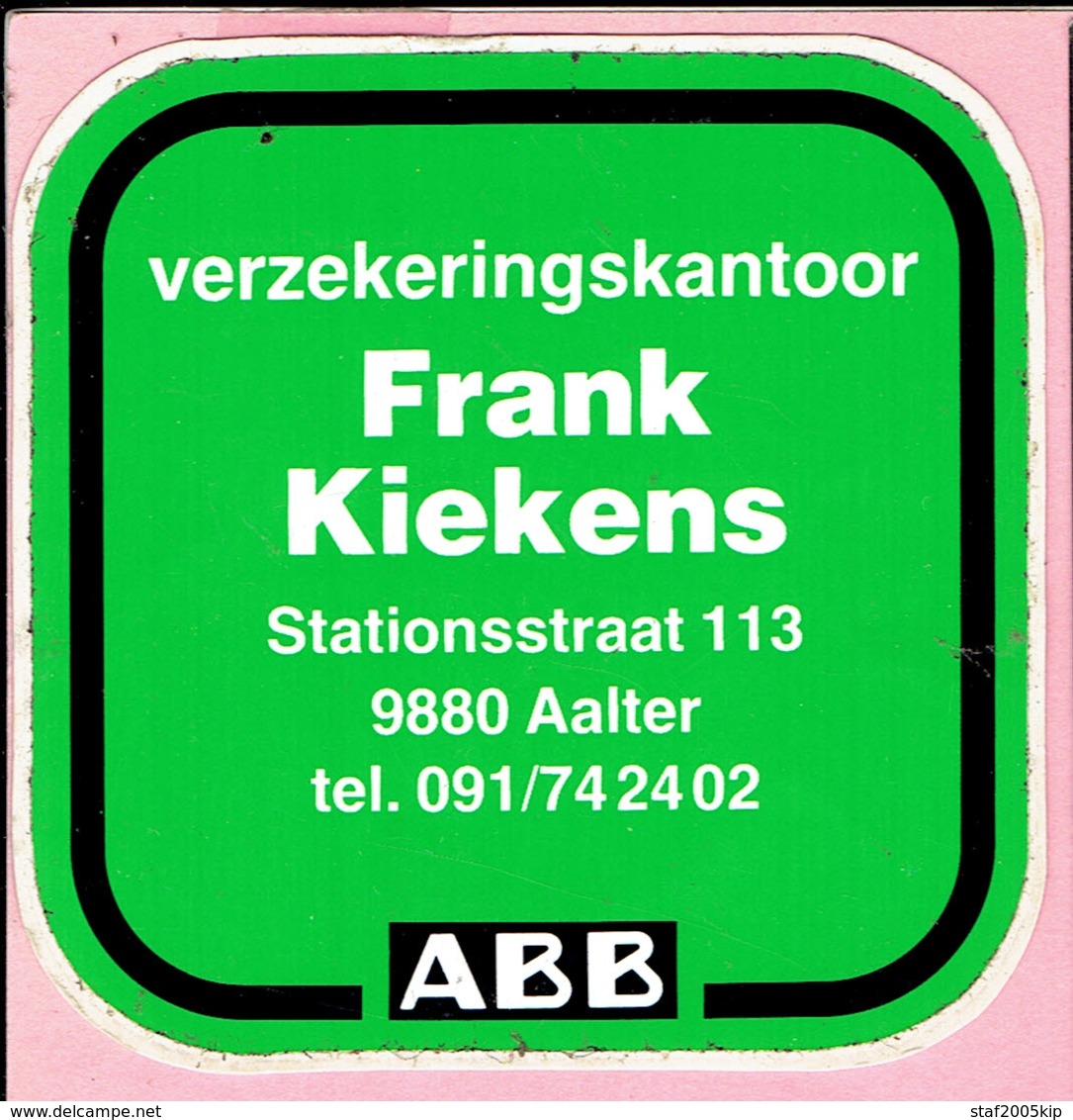 Sticker - ABB - Verzekeringskantoor Frank Kiekens - Stationsstraat Aalter - Autocollants