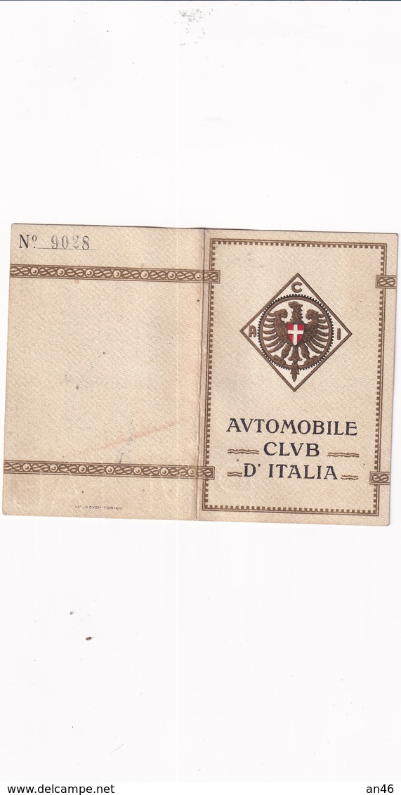 TESSERA_TESSERE_DOCUMENTO/I-"AUTOMOBILE CLUB D'ITALIAI" SAVONA-ANNO 1926- - Collections