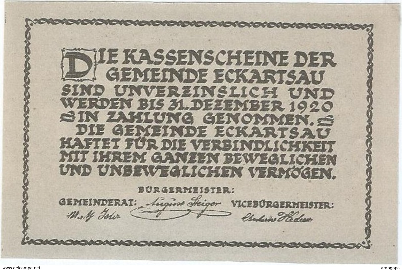 Austria (NOTGELD) 20 Heller 31-12-1920 Eckartsau KON 149 A.1 UNC Ref 3548-1 - Austria