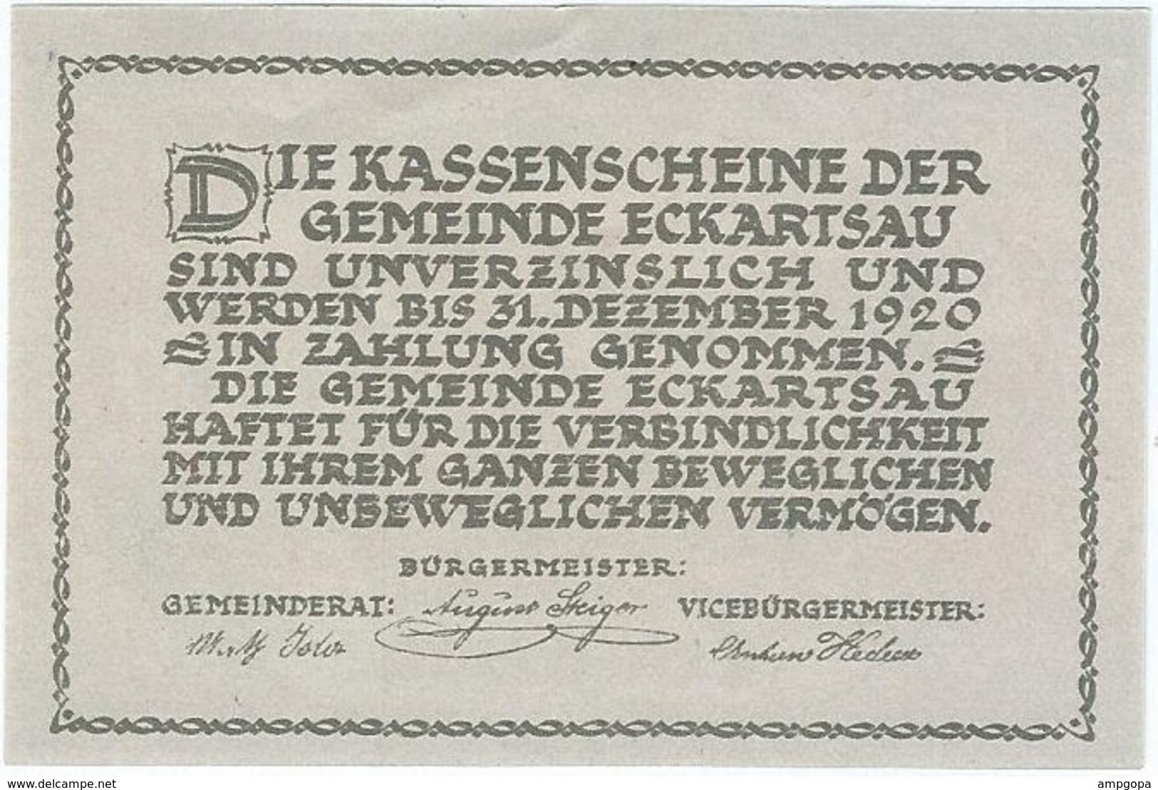 Austria (NOTGELD) 50 Heller 31-12-1920 Eckartsau KON 149 A.3 UNC Ref 3550-1 - Austria