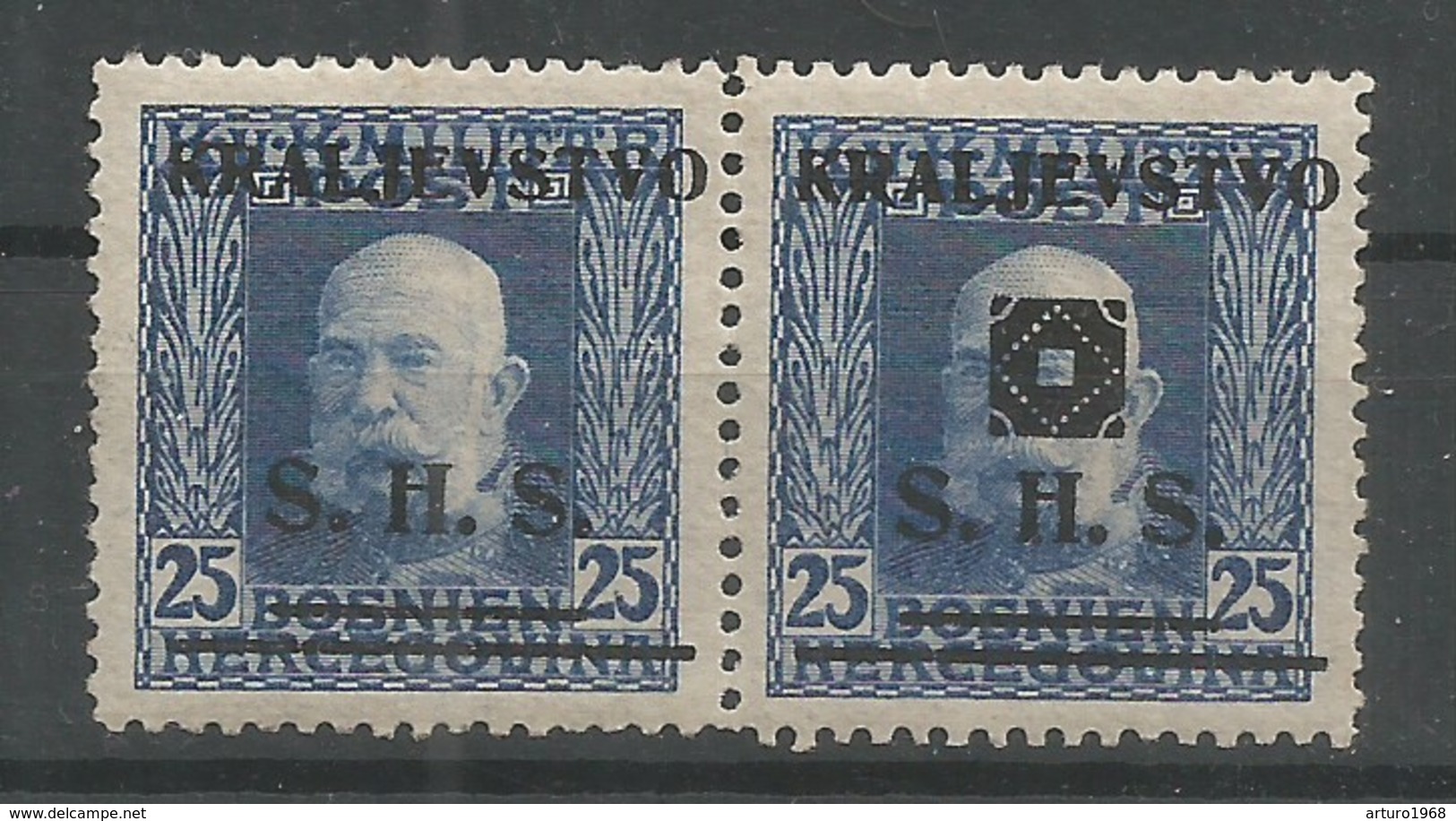 Yugoslavia Kingdom SHS Bosnia Jugoslawien Mi.37 With Error: Missing Mask On Kaizer Head MNH / ** 1919 - Ungebraucht