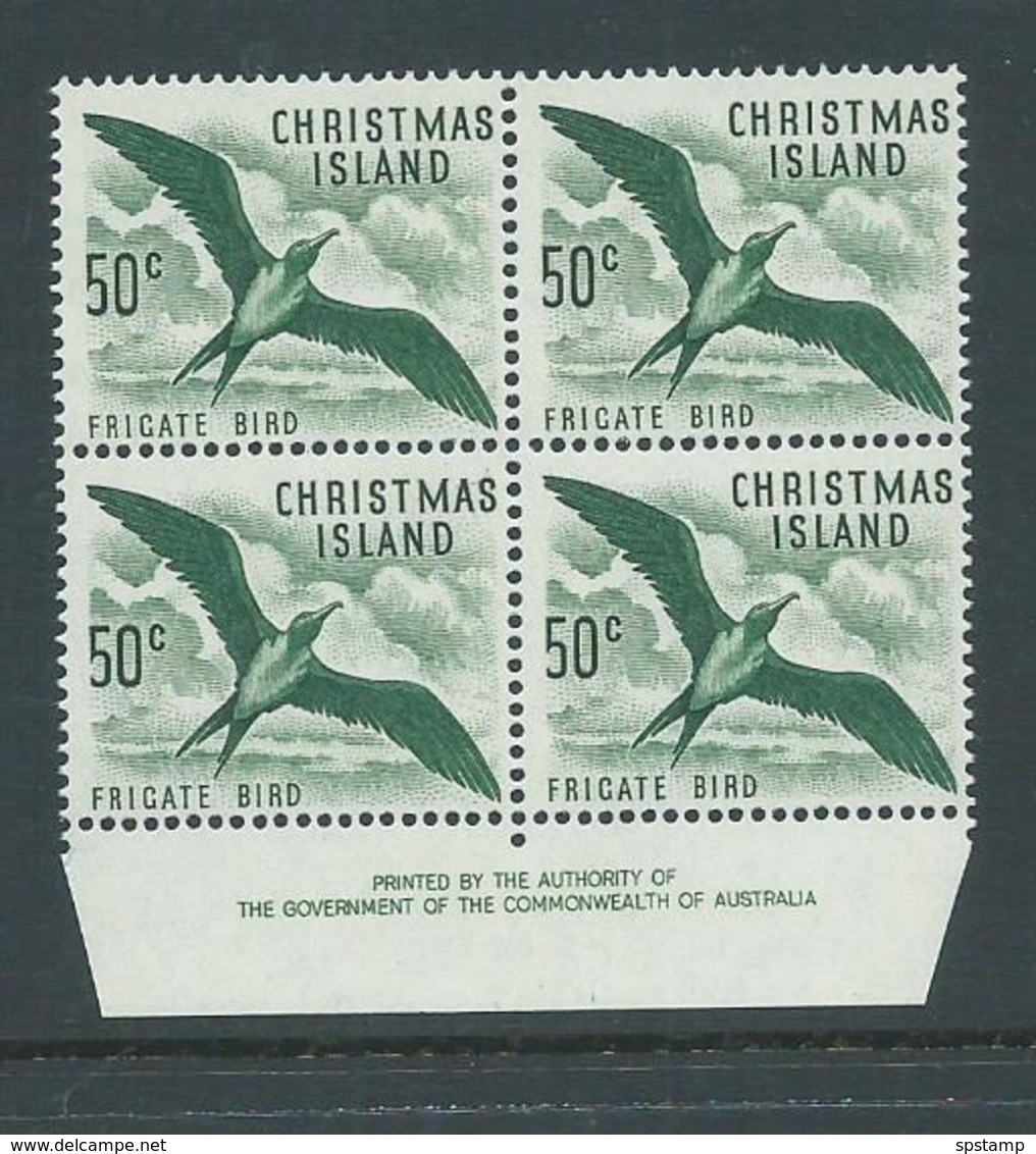 Christmas Island 1963 Pictorial Definitives 50c Frigate Bird Imprint Block Of 4 MNH - Christmas Island