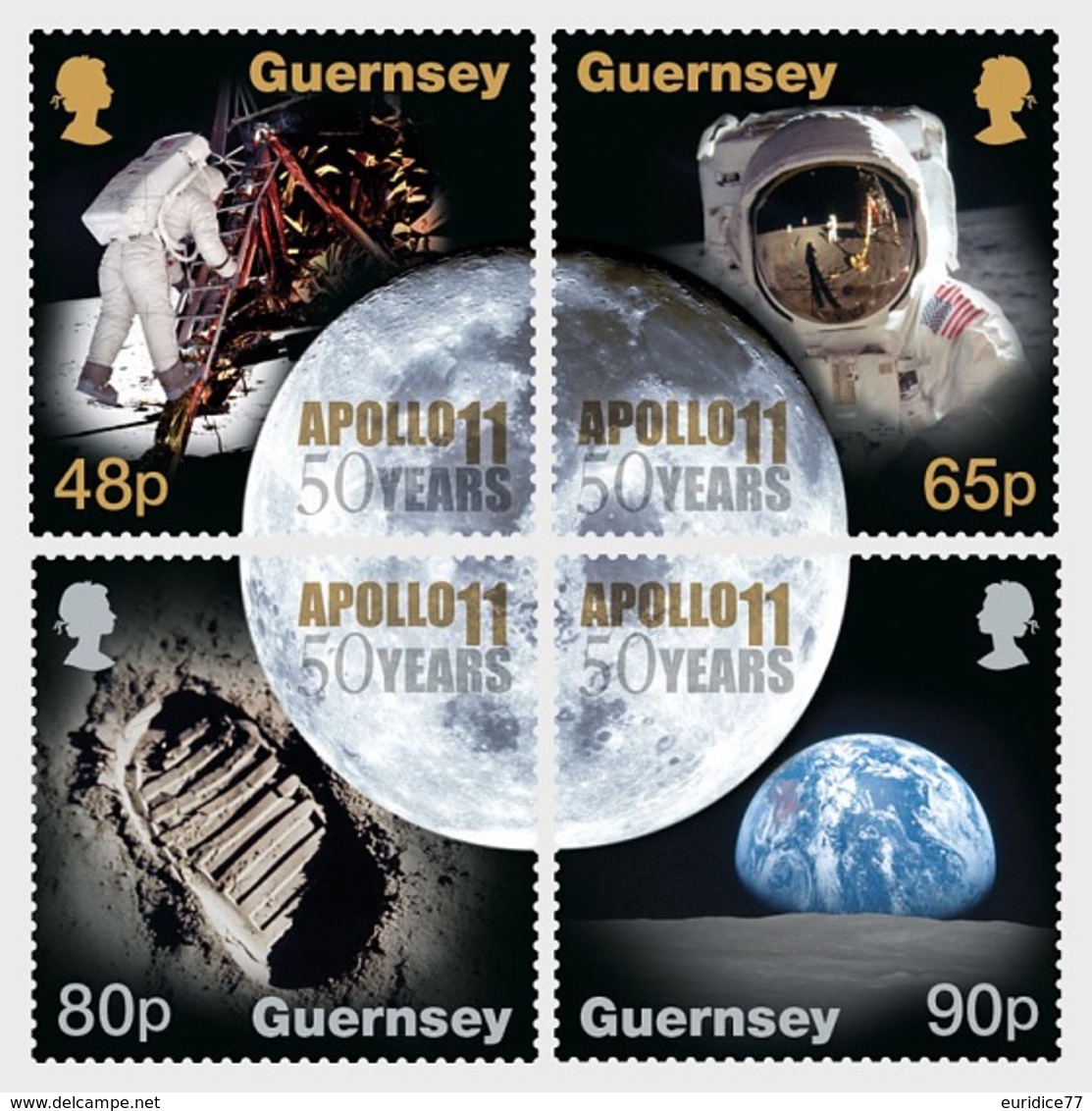 Guernsey 2019 - 50th Anniversary Of The Moon Landings Stamp Set Mnh - Guernsey