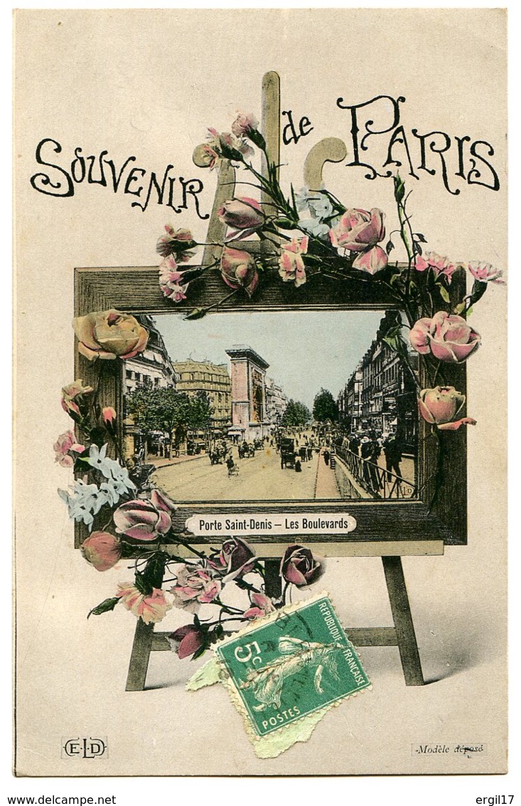 75010 PARIS - Porte Saint-Denis - Les Boulevards - Souvenir - Présentation Chevalet Fleuri - Arrondissement: 10