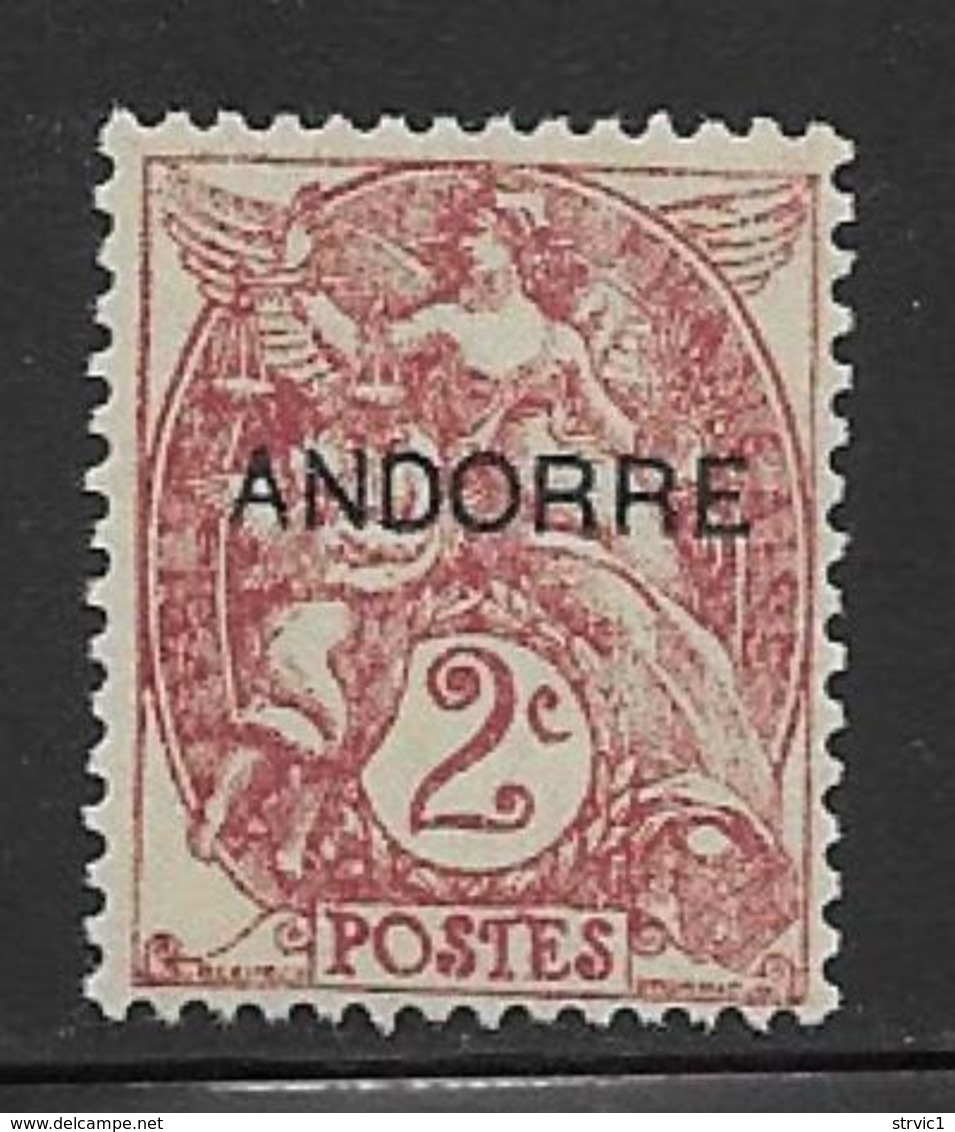 Andorra Scott # 2 Mint Hinged France Stamp Overprinted, 1931 - Unused Stamps