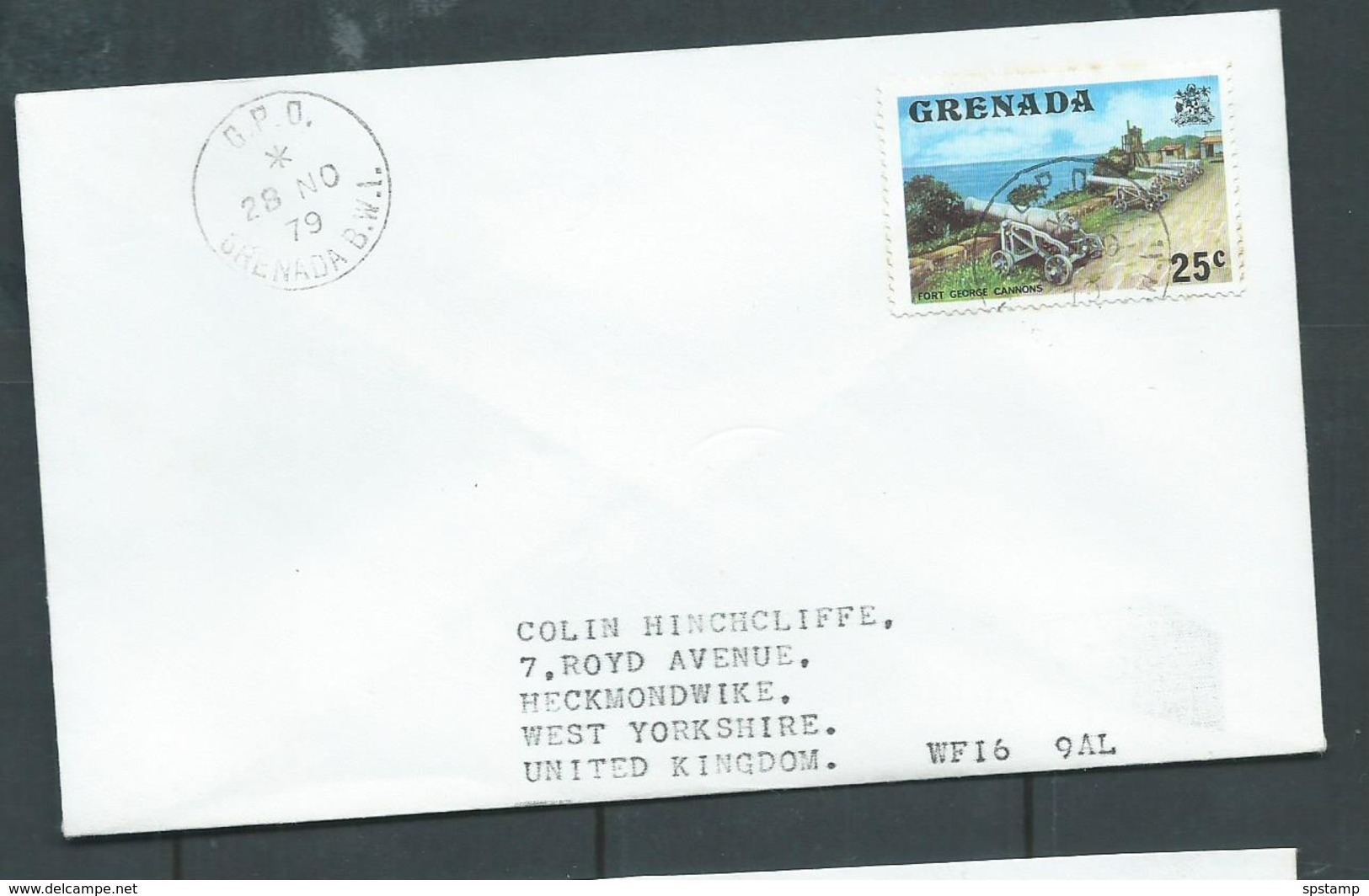 Grenada 1979 Philatelic Cover GPO (St Davids) To United Kingdom 25c Cannons Of St George Franking - Grenada (1974-...)