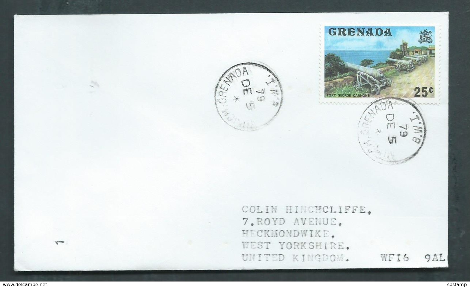 Grenada 1979 Philatelic Cover Munich To United Kingdom , 25c Cannons Of St George Franking - Grenada (1974-...)