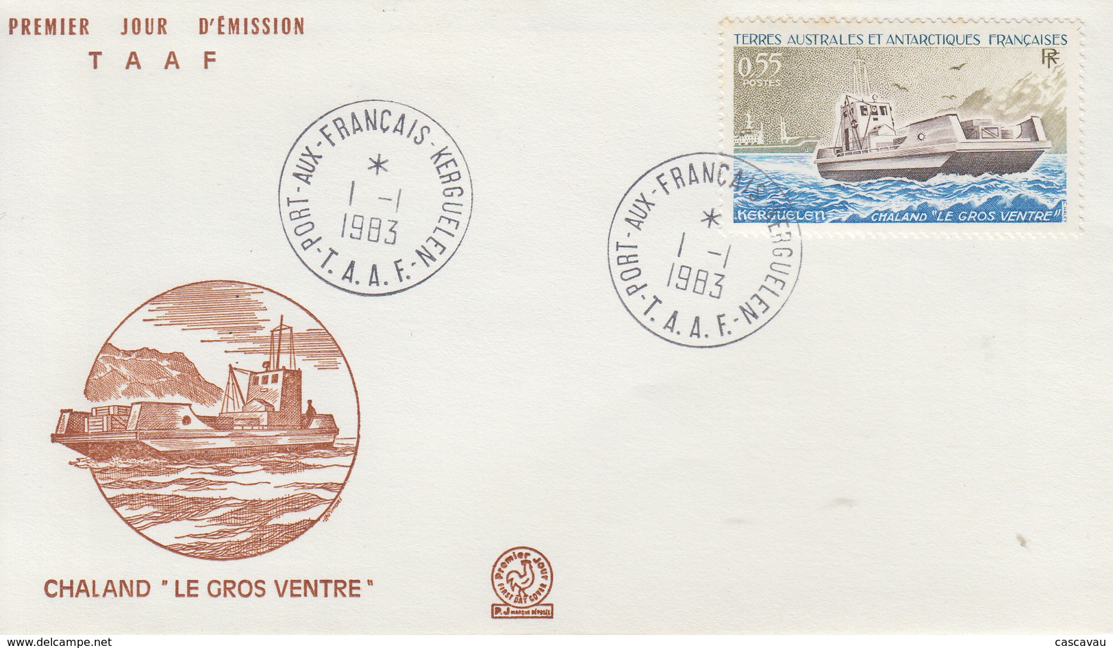 Enveloppe   FDC   1er  Jour   T.A.A.F   Chaland   LE  GROS  VENTRE   1983 - FDC