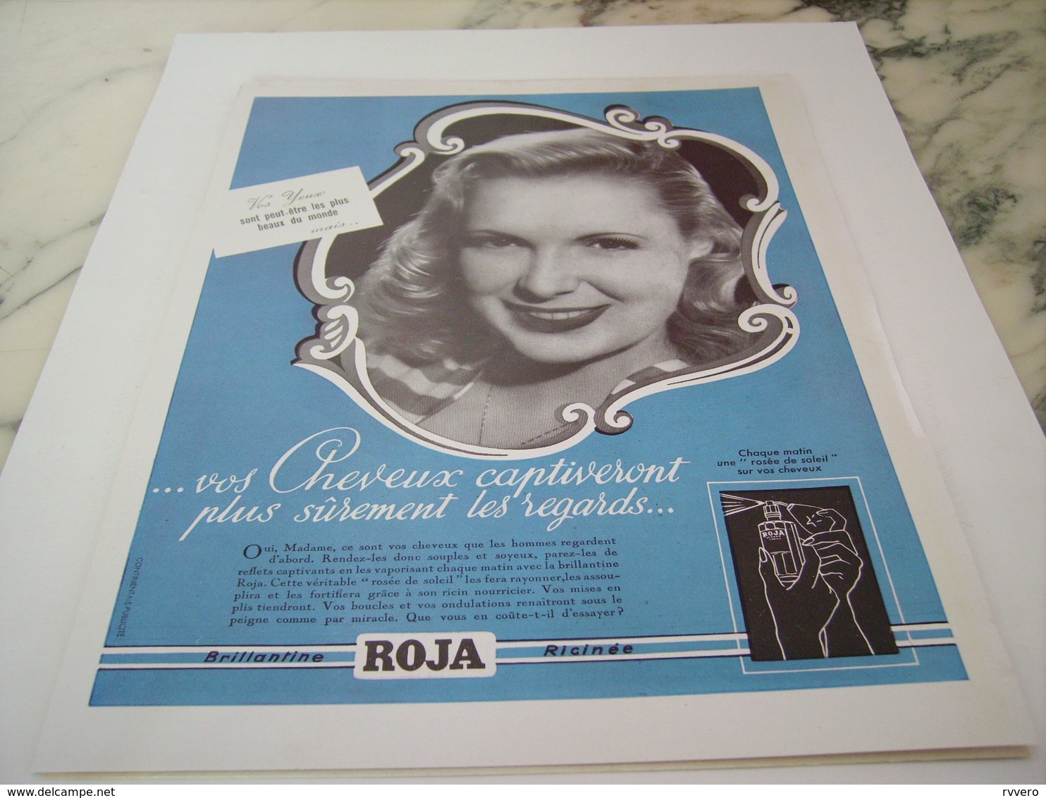 ANCIENNE PUBLICITE CHEVEUX ET  ROJA  RICINE 1947 - Other & Unclassified