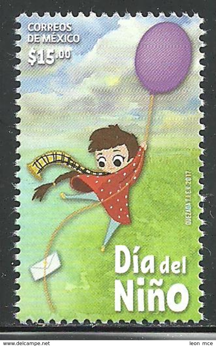 2017 MÉXICO DÍA DEL NIÑO,JUGANDO Con GLOBO  STAMP MNH CHILDREN'S DAY, BALLOONS,  LETTER - Messico