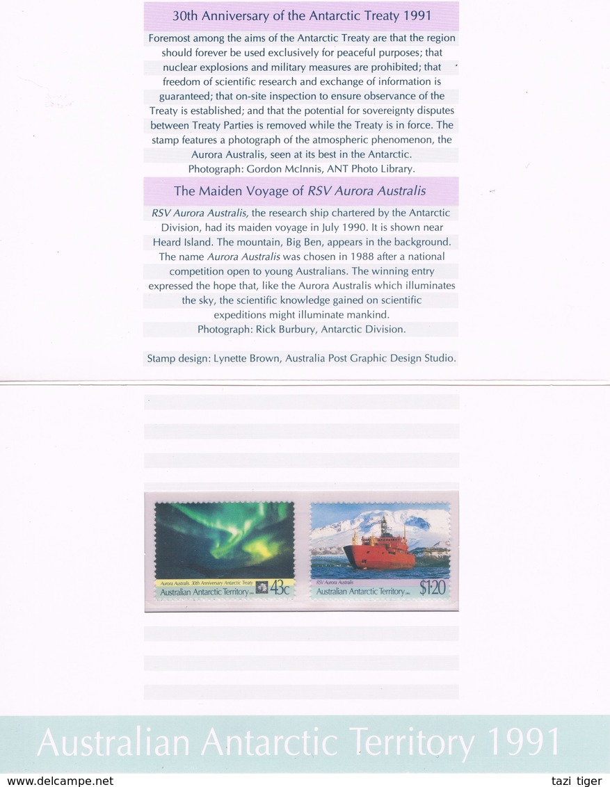 AUSTRALIAN ANTARCTIC TERRITORY (AAT) • 1991 • 30th Anniversary Of The Antarctic Treaty • Pack - Other & Unclassified