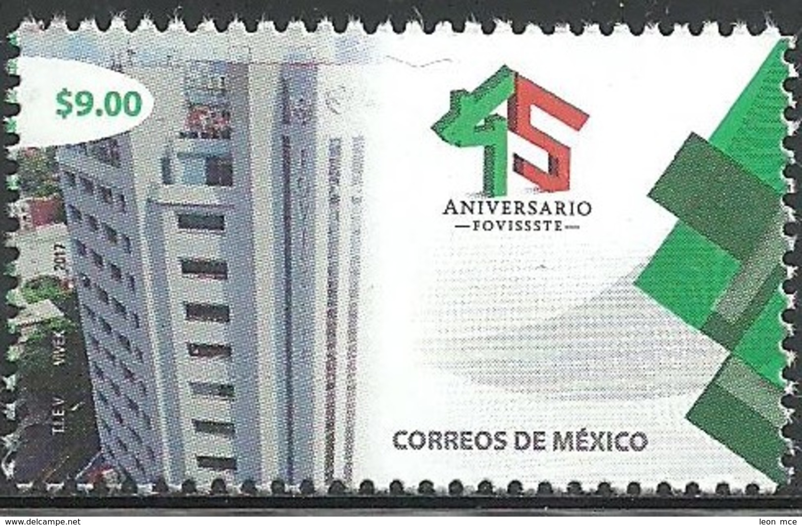 2017 MÉXICO 45 Aniversario Del FOVISSSTE VIVIENDA, ARQUITECTURA MNH LIVING PLACE, ARCHITECTURE, Apartment Building - Mexico