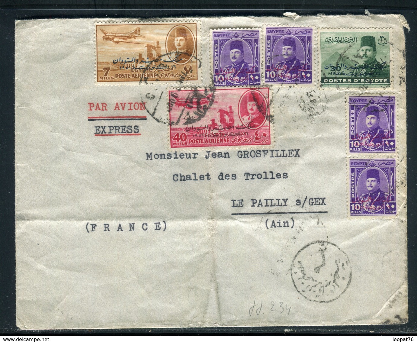 Egypte - Enveloppe Du Caire Pour La France En 1952 , Affranchissement Plaisant - Prix Fixe - Réf JJ 234 - Covers & Documents