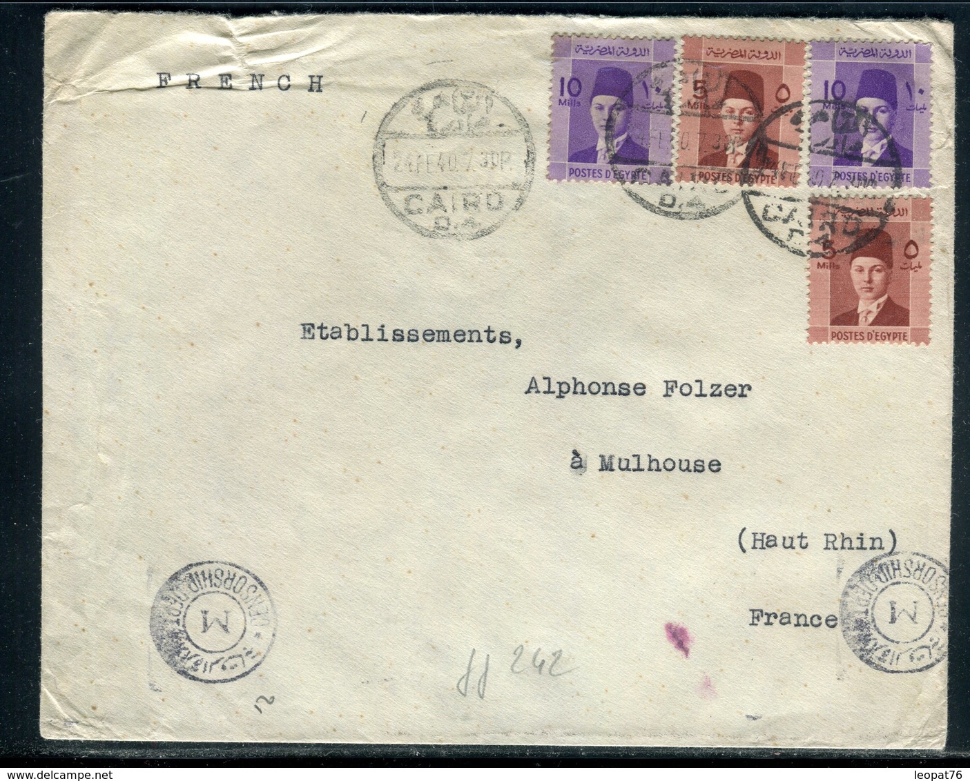 Egypte - Enveloppe Du Caire Pour La France En 1940 Avec Contrôle Postal,  Prix Fixe - Réf JJ 242 - Briefe U. Dokumente