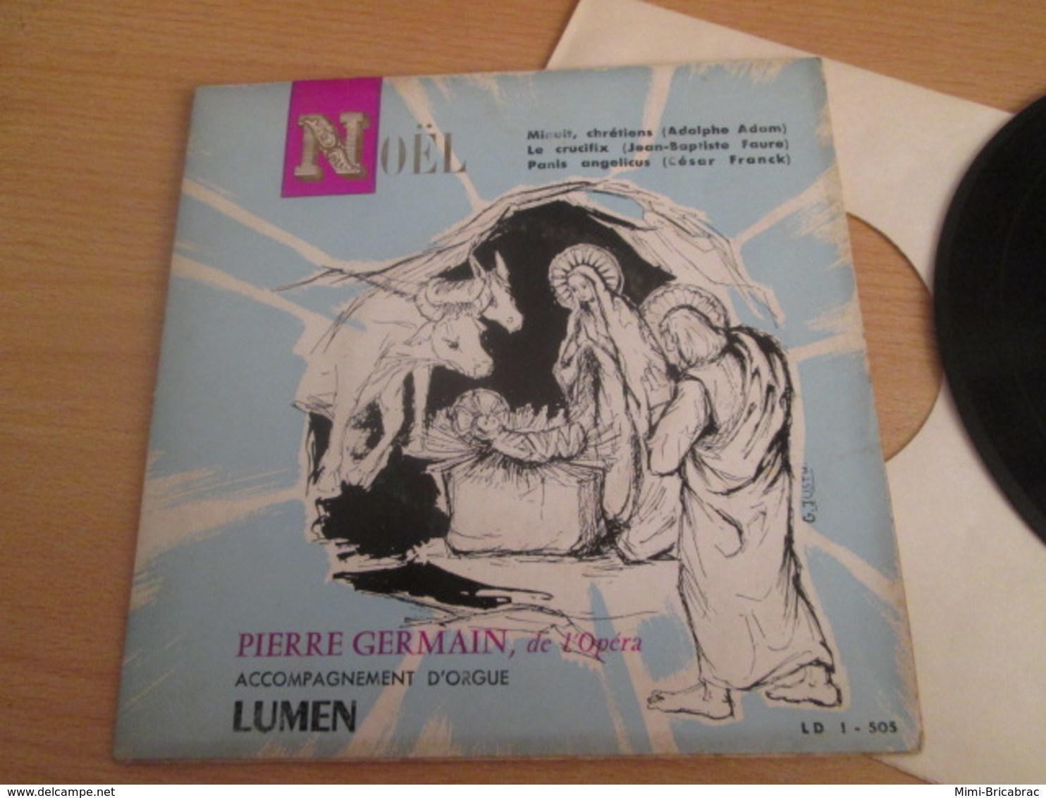 VYNILE  45T DISQUE LUMEN CHANTS DE NOEL Par PIERRE GERMAIN , Disque Et Pochette En B/TB état - Kerstmuziek