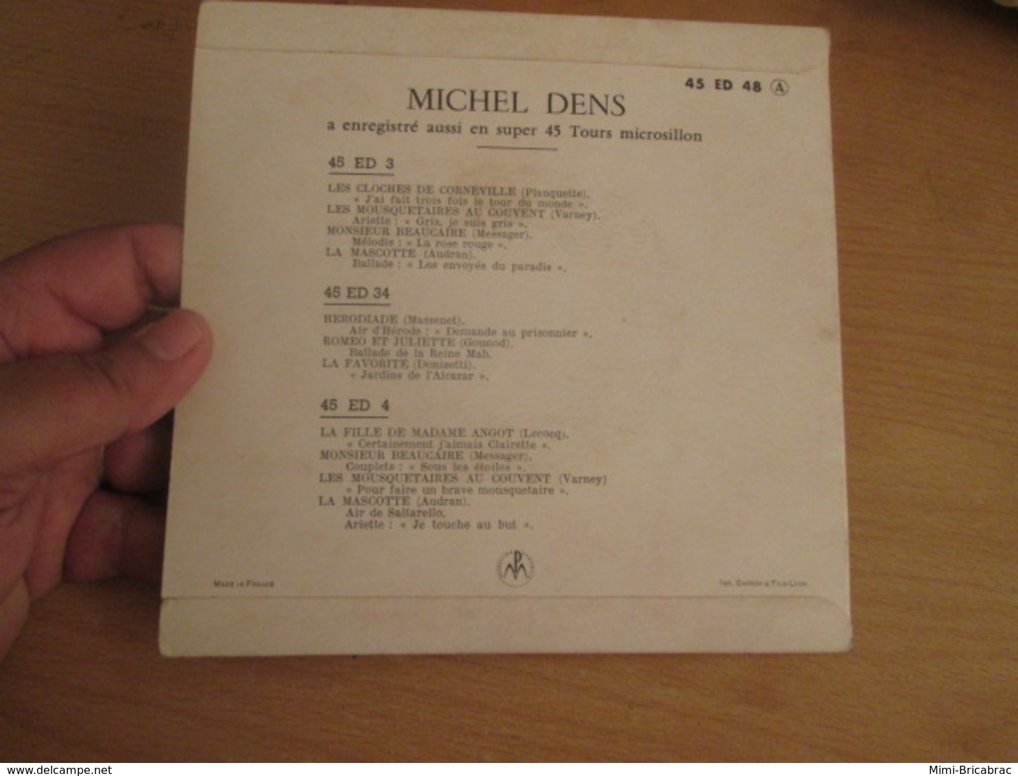 Vinyle 45T 45T EP 7": J. De Bourges - M. Dens: Franz Lehar: LE PAYS DU SOURIRE Pathé (Hénaff ?) - Opera