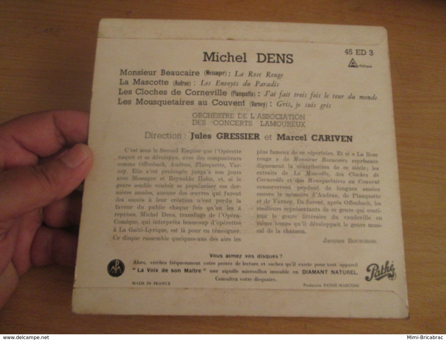 Vinyle 45T EP 7" Disquez Pathé (de Campagne)  Michel DENS / Cloches De Corneville + Mousquetaires Au Couvent + Big Bisou - Opera / Operette