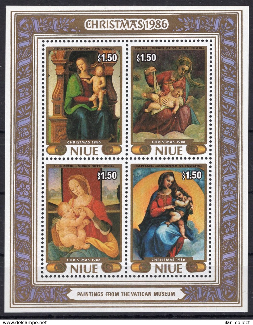 Niue - Christmas 1986 - Art Reli On Postage Stamps Perf. MNH** A203 - Tableaux