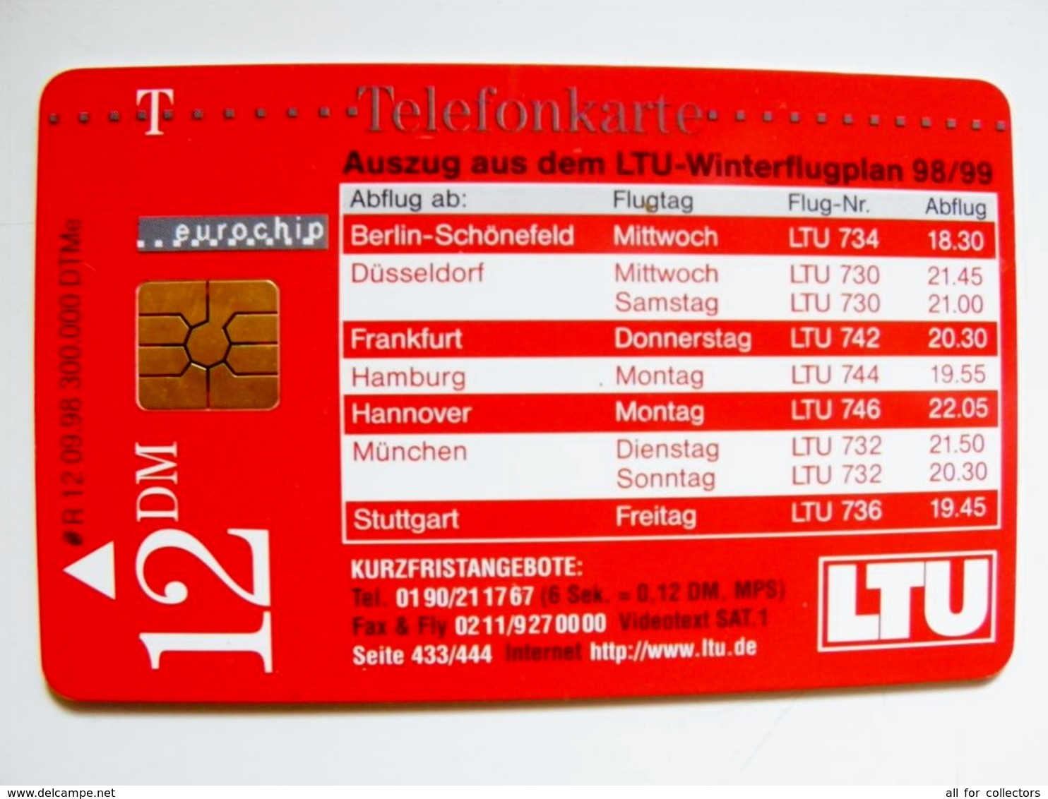 Chip Phonecard Germany 12DM ODS R 12 09,98 300,000 LTU Diving - R-Series : Regionali