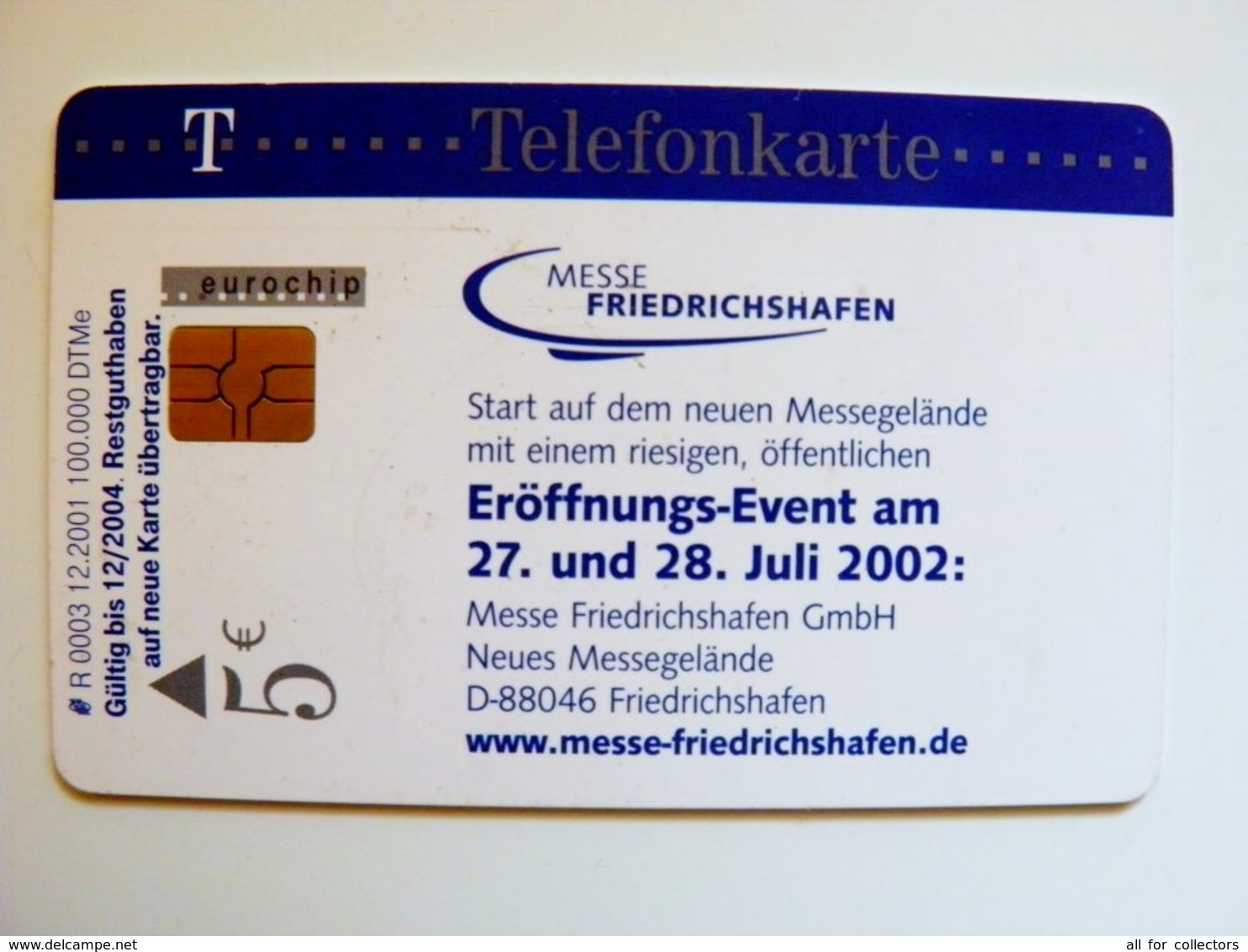 Chip Phonecard Germany 5DM R0003 12,2001 100,000 Messe Friedrichshafen - R-Reeksen : Regionaal