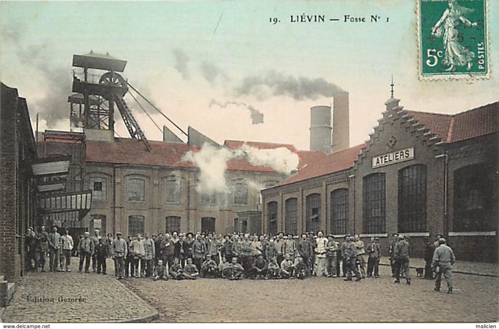 Dpts Div.-ref-AK619- Pas De Calais - Liévin - Fosse N° 1 - Ateliers - Mine - Mines - Mineurs - Carte Colorisée Bon Etat- - Lievin