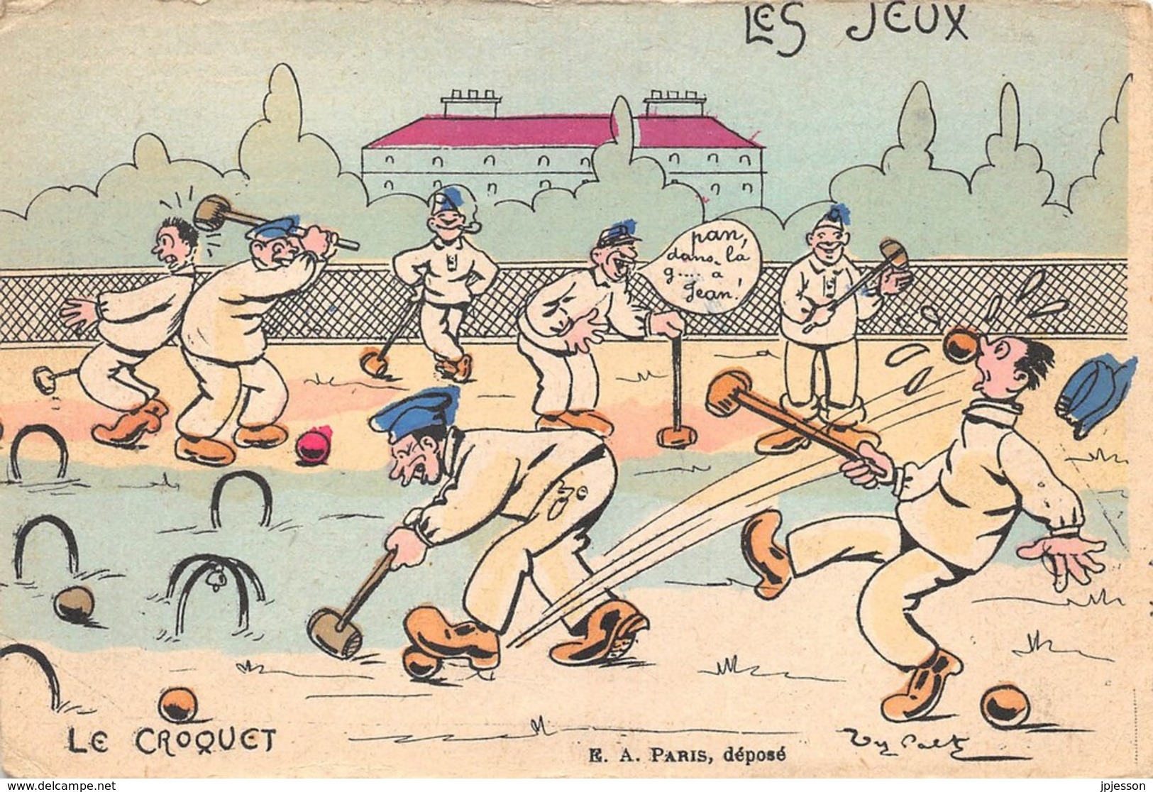 MILITARIA - HUMORISTIQUE - ILLUSTRATEUR - "LES JEUX" - LE CROQUET - Humoristiques