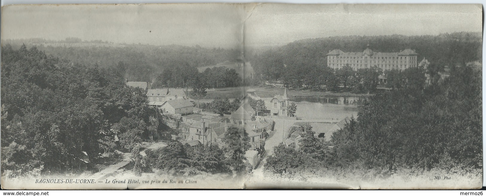 Bagnoles De L’ Orne Carte Panorama Le Grand Hotel Vue Prise Du Roc Au Chien 1908 Carte Precurseur  ND Phot - Bagnoles De L'Orne