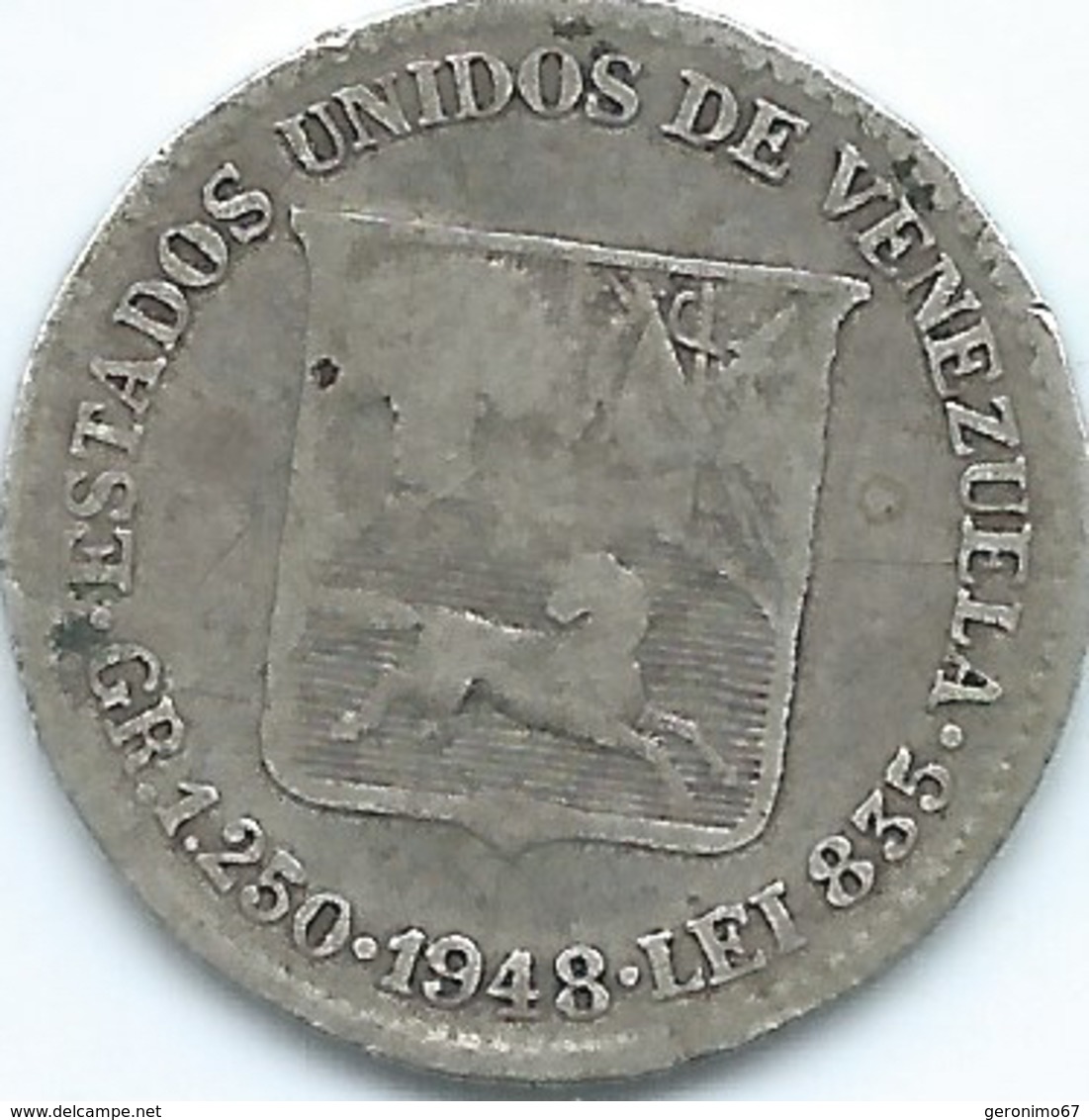 Venezuela - 1948 - ¼ Bolívar - KMY20 - Venezuela