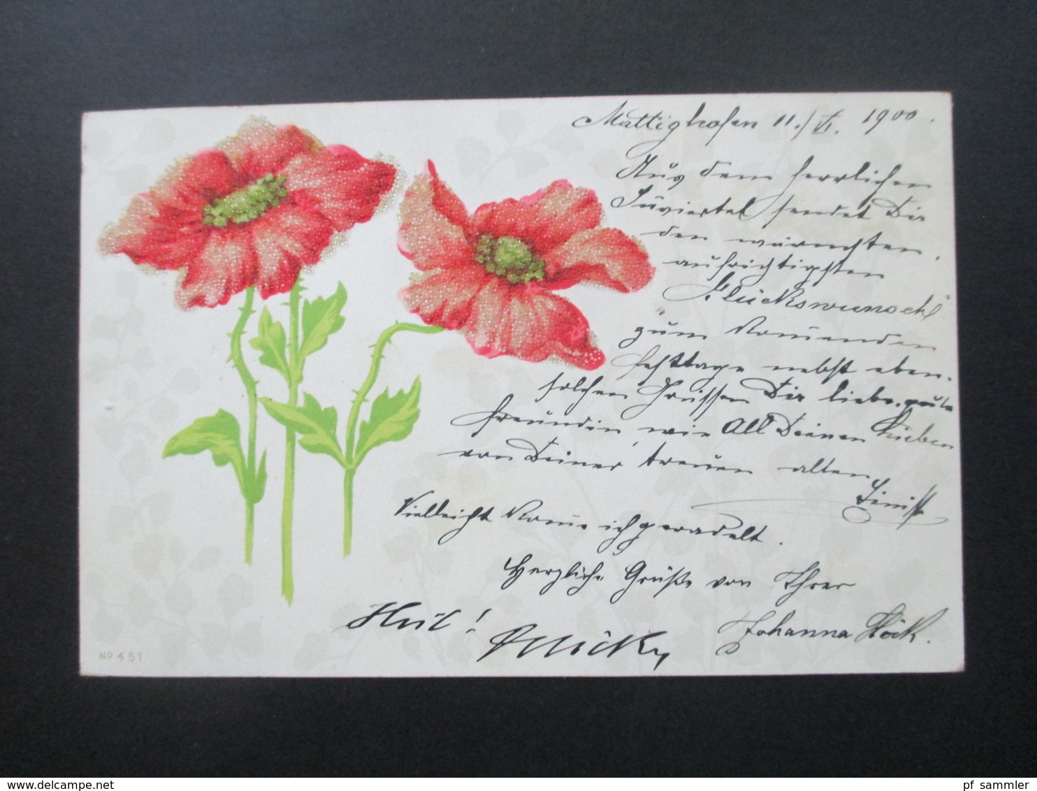 Österreich 1900 AK / Gemalte Blumen Mit Kleinen Perlen Auf Der Blüte Strichstempel Graz Mattighofen - Blumen