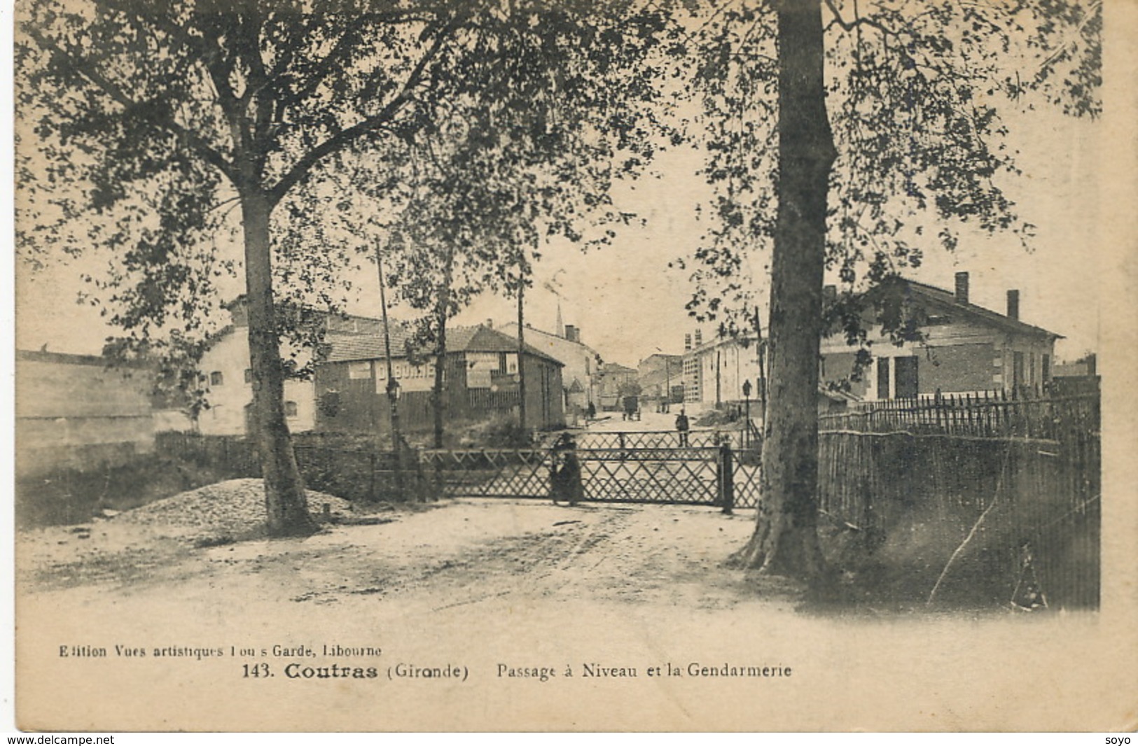 Gendarmerie Et Passage à Niveau Chemin De Fer à Coutras Envoi à Ebreuil Allier 105 Eme Infanterie - Police - Gendarmerie