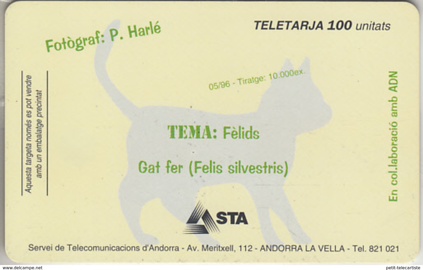 ANDORRE - TÉLÉCARTE  ***  FÉLIN - FELIDS *** - Andorre