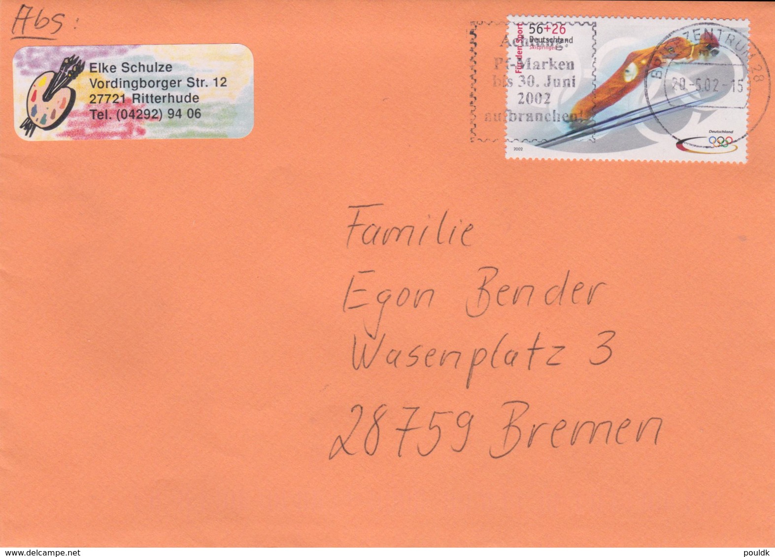 Germany Cover 2002 Franked With 2002 Salt Lake C Olympic Games - Used (G46-77) - Winter 2002: Salt Lake City