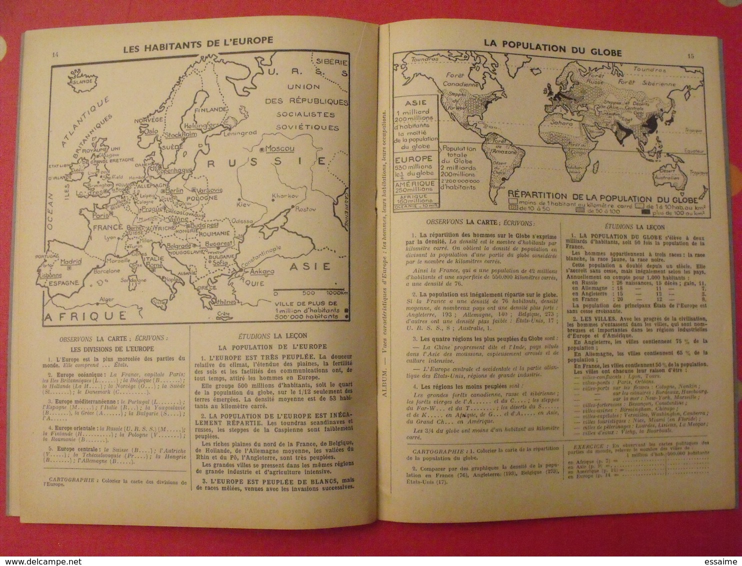 3 livrets de géographie. E. Millet. Arrault et Cie, tours, 1949, 1960. communauté française, monde