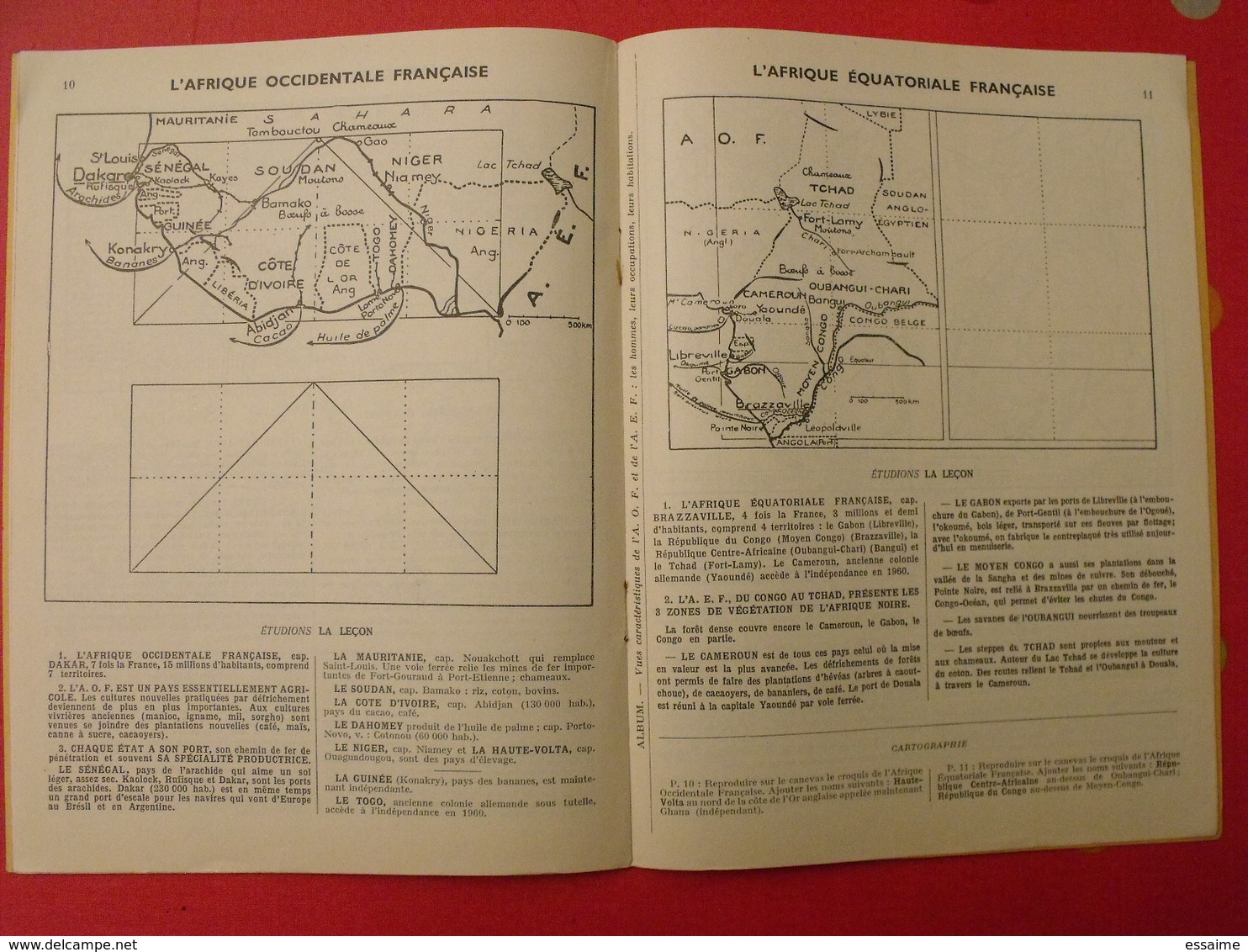 3 livrets de géographie. E. Millet. Arrault et Cie, tours, 1949, 1960. communauté française, monde