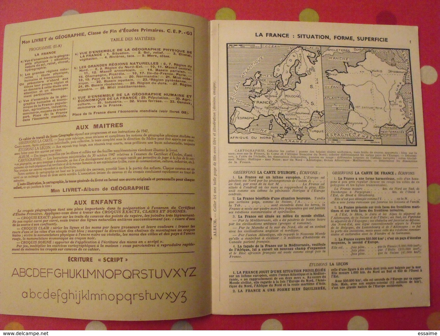 3 livrets de géographie. E. Millet. Arrault et Cie, tours, 1949, 1960. communauté française, monde