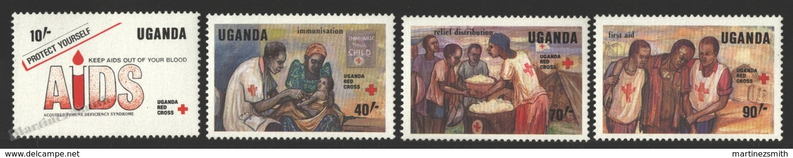 Ouganda - Uganda 1988 Yvert 514-17, Red Cross, Fight Against AIDS - MNH - Uganda (1962-...)