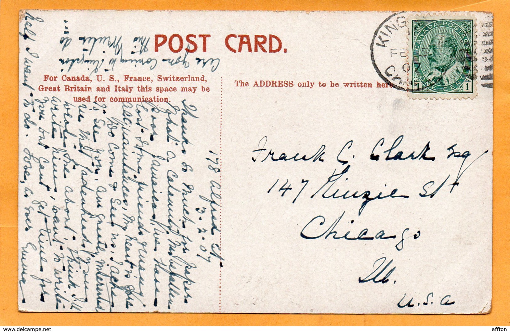 Kingston Ontario Canada 1907 Postcard - Kingston