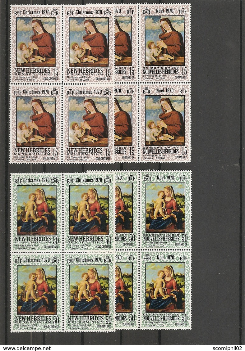 Nouvelles -Hébrides - Noel 1970 ( 300/303 En Blocs De 4 XXX -MNH) - Collezioni & Lotti